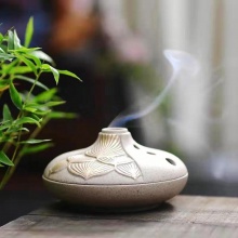 包邮 陶瓷莲花香炉盘香檀香炉茶道创意荷花香薰炉,三合