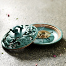 包邮 香炉陶瓷仿古大号创意日式现代蚊香盘,三合